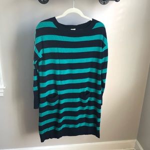 Blue and Green Striped J. Crew Sweater Dress