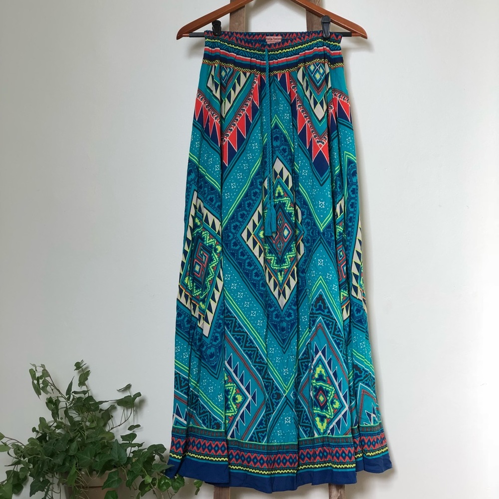 Elastic Waist Aztec Maxi Skirt Small