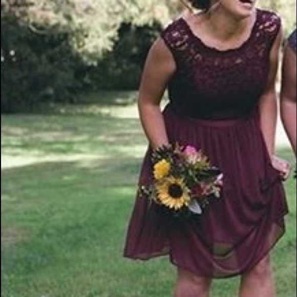 Davids Bridal Wine Bridesmaid DressSize 8 - Picture 2 of 3