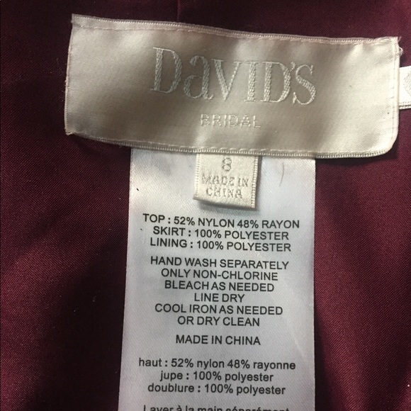 Davids Bridal Wine Bridesmaid DressSize 8 - Picture 3 of 3