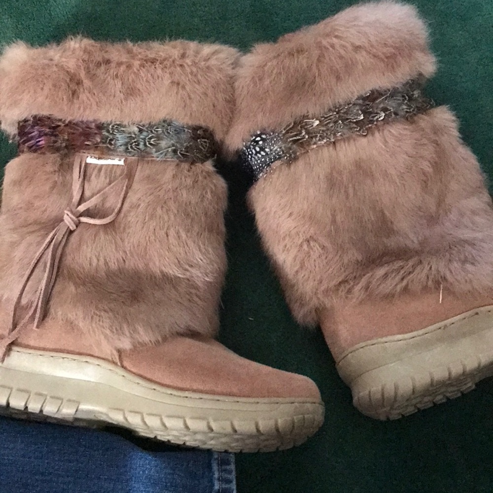 Rabbit fur boots