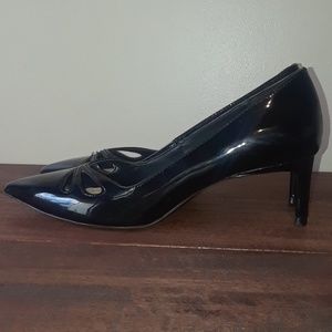 Zara Woman Black Patent Cut out Heels