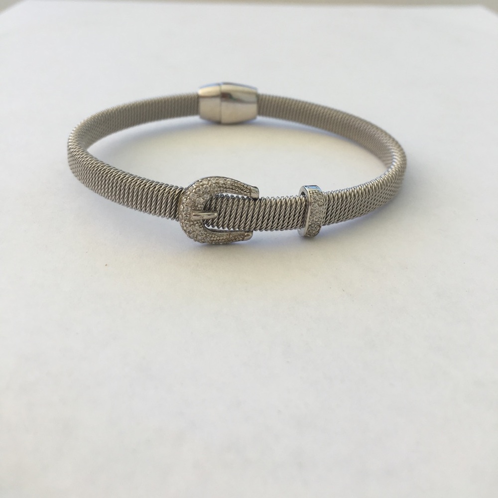 Silver belt cuff bracelet