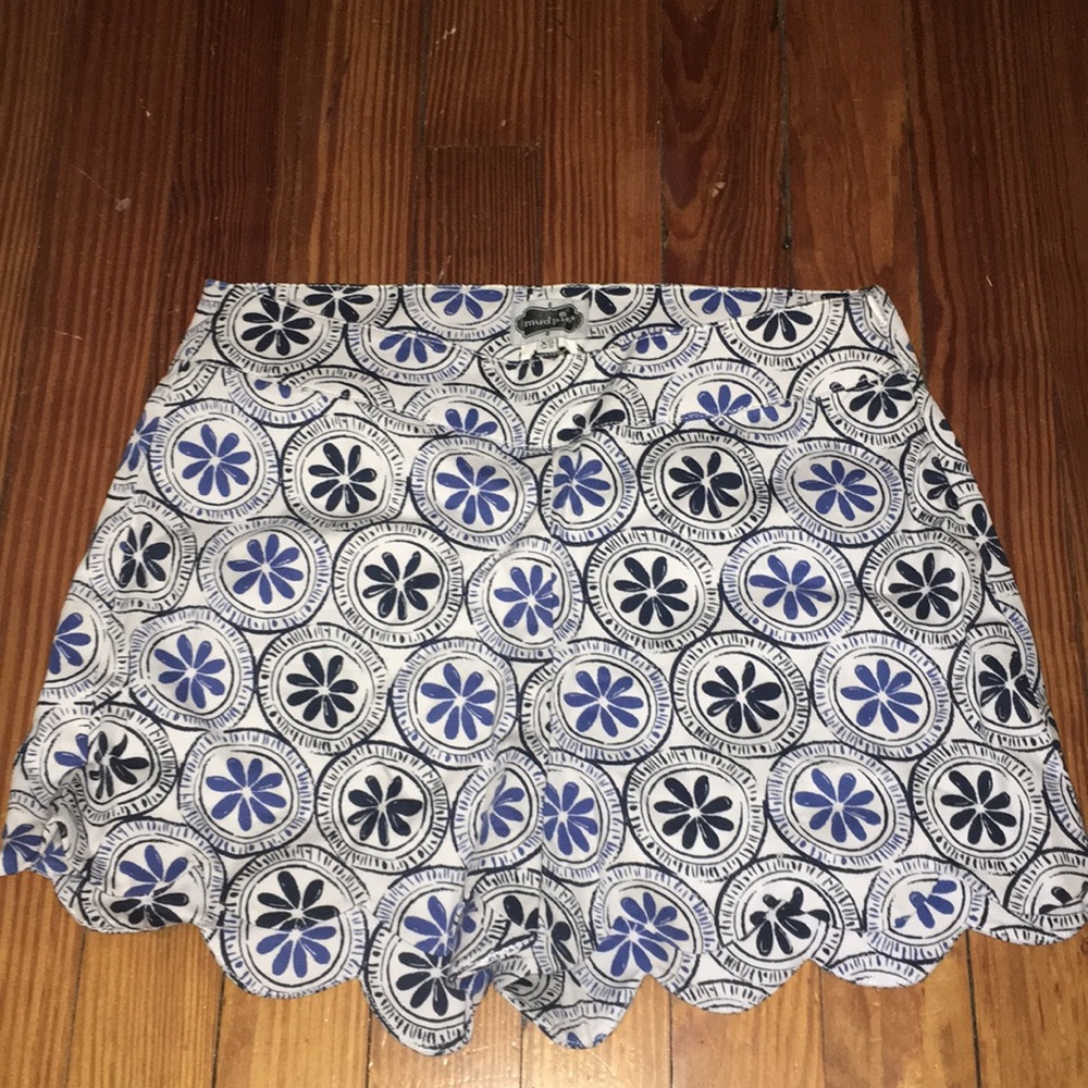 Floral Blue & White High Waisted Shorts