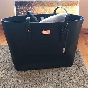 Michael Kors Large Black Leather Carryall Tote