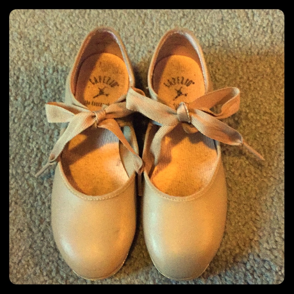 Capezio girl's nude tap shoes