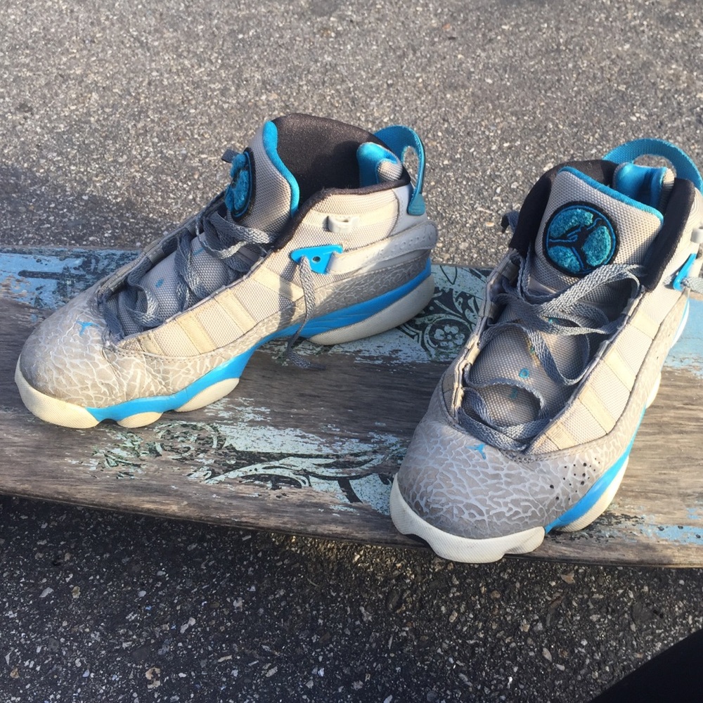 Jordan 6 rings dark powder blue color way.