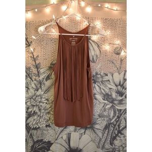Soft tank top with fringes