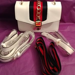 White Striped Purse