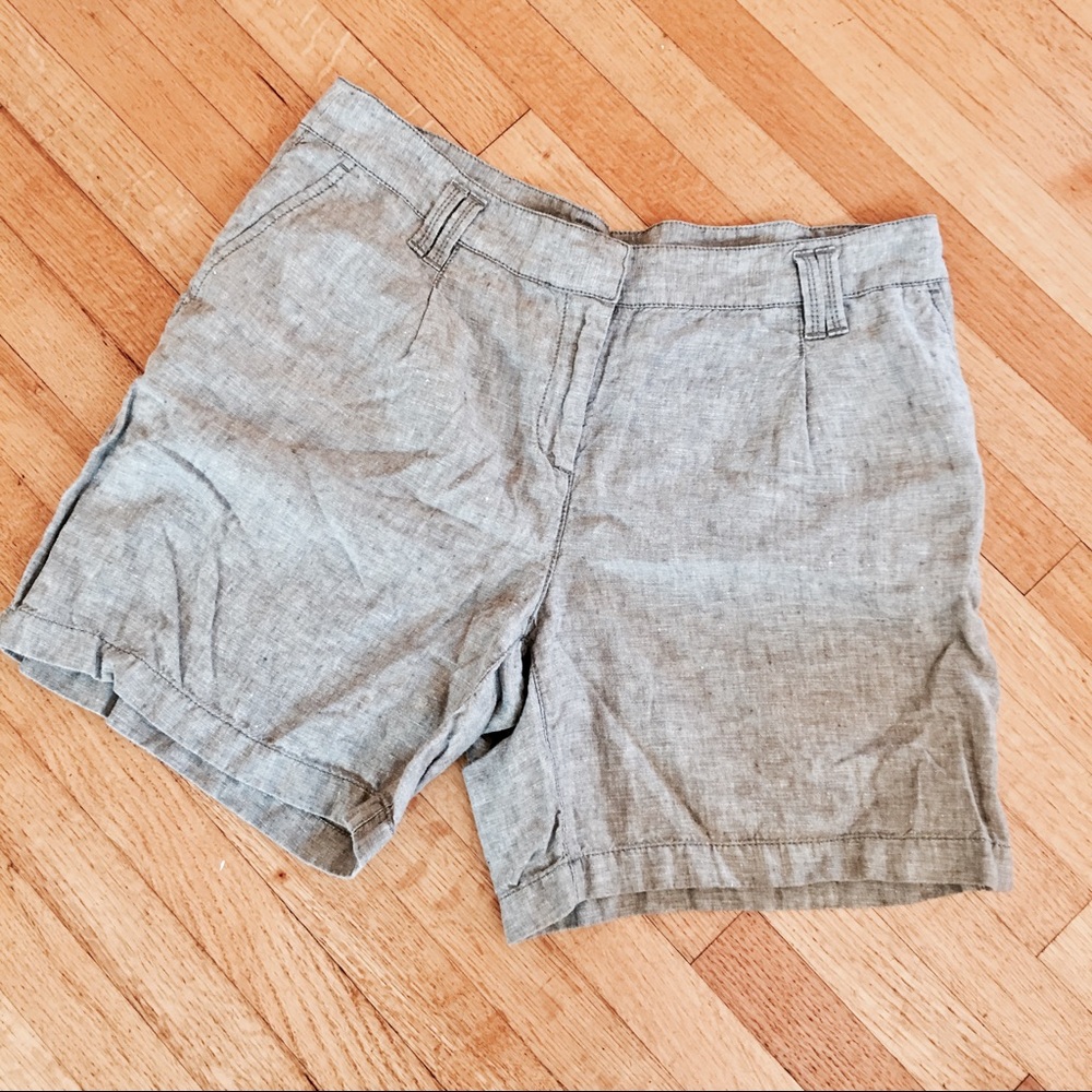 ANN TAYLOR 100% Linen Gray Shorts Size 12