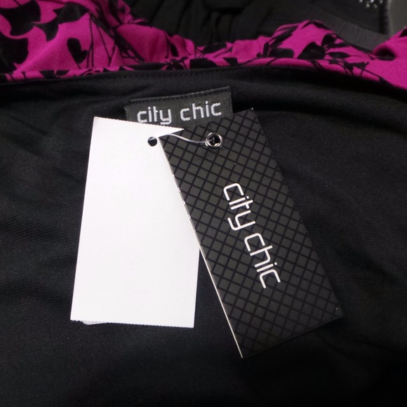 Belted Fit Flare Black Floral V-Neck Dress Pink - Picture 7 of 8