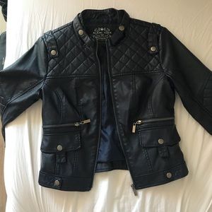 NAVY BLUE faux leather jacket
