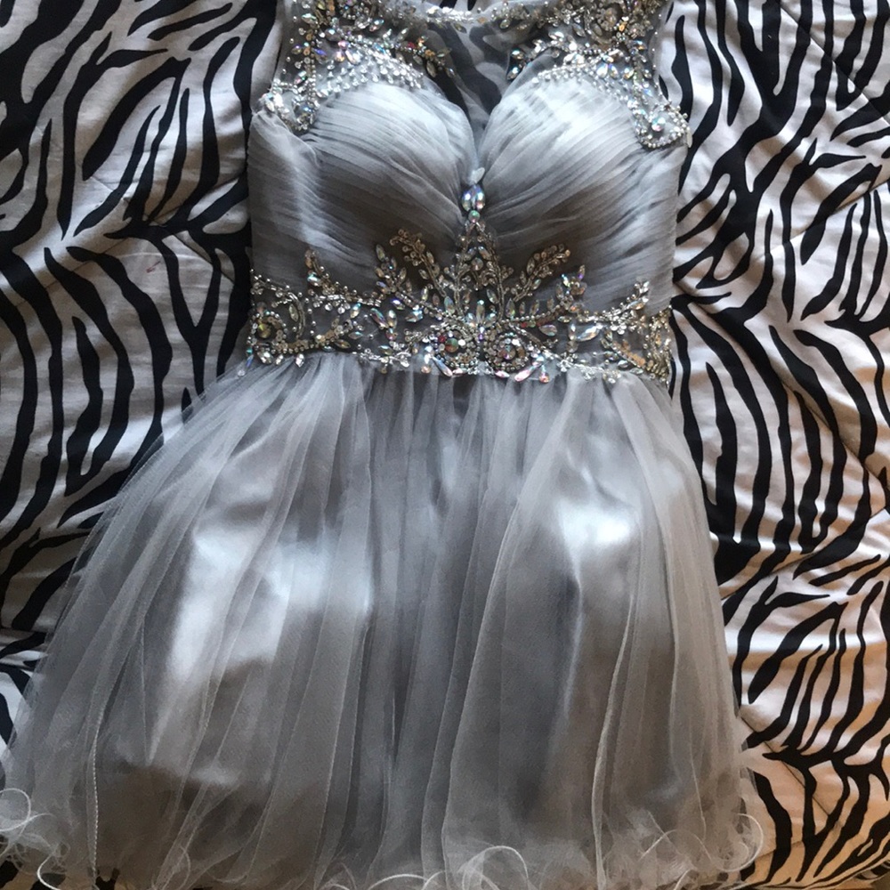 Short Beautiful formal grey dress