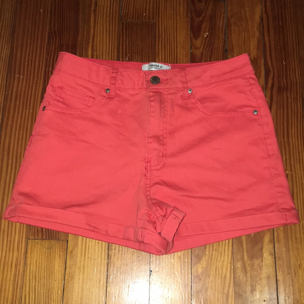 Forever 21 High Waisted Coral Jean Shorts