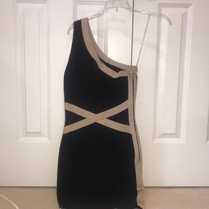 Guess By Marciano Black and Tan Bandage Dress
