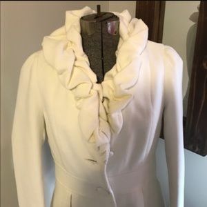Cream off white ruffle trench coat S