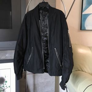 Black Satin Bomber Jacket