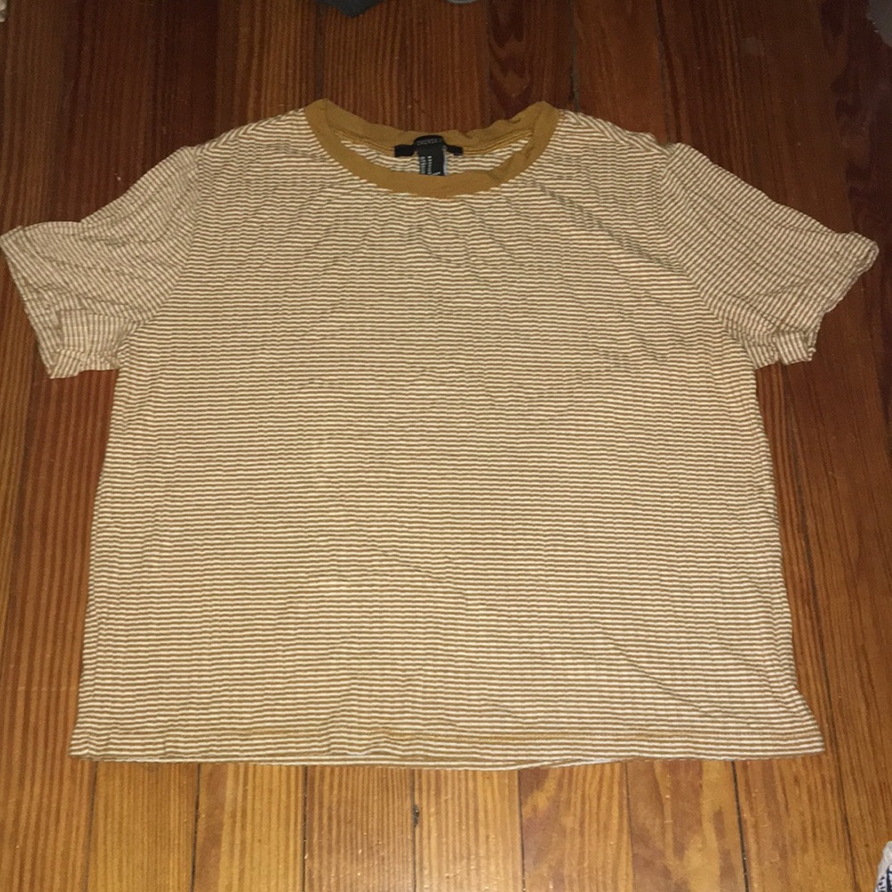 Forever 21 Gold & White Striped Tee