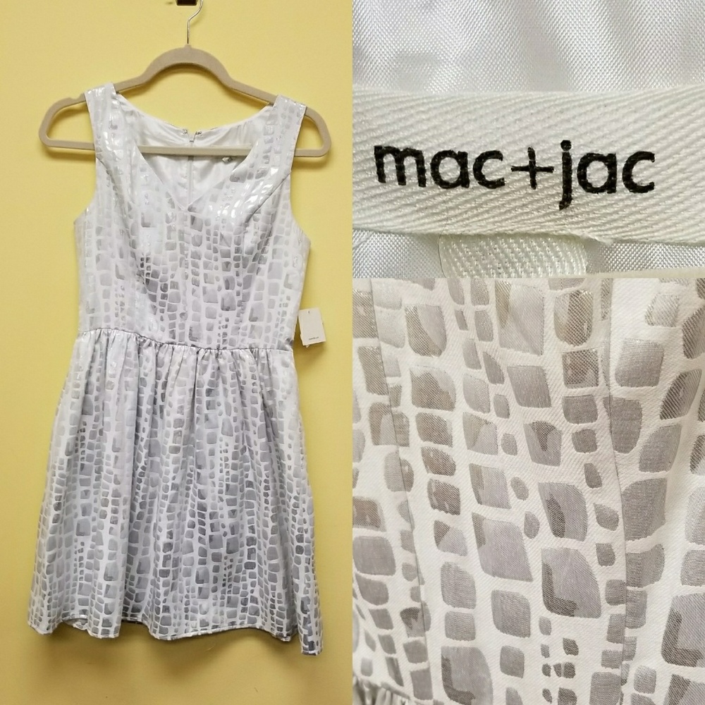 Mac + Jac silver white party dress NWT AM