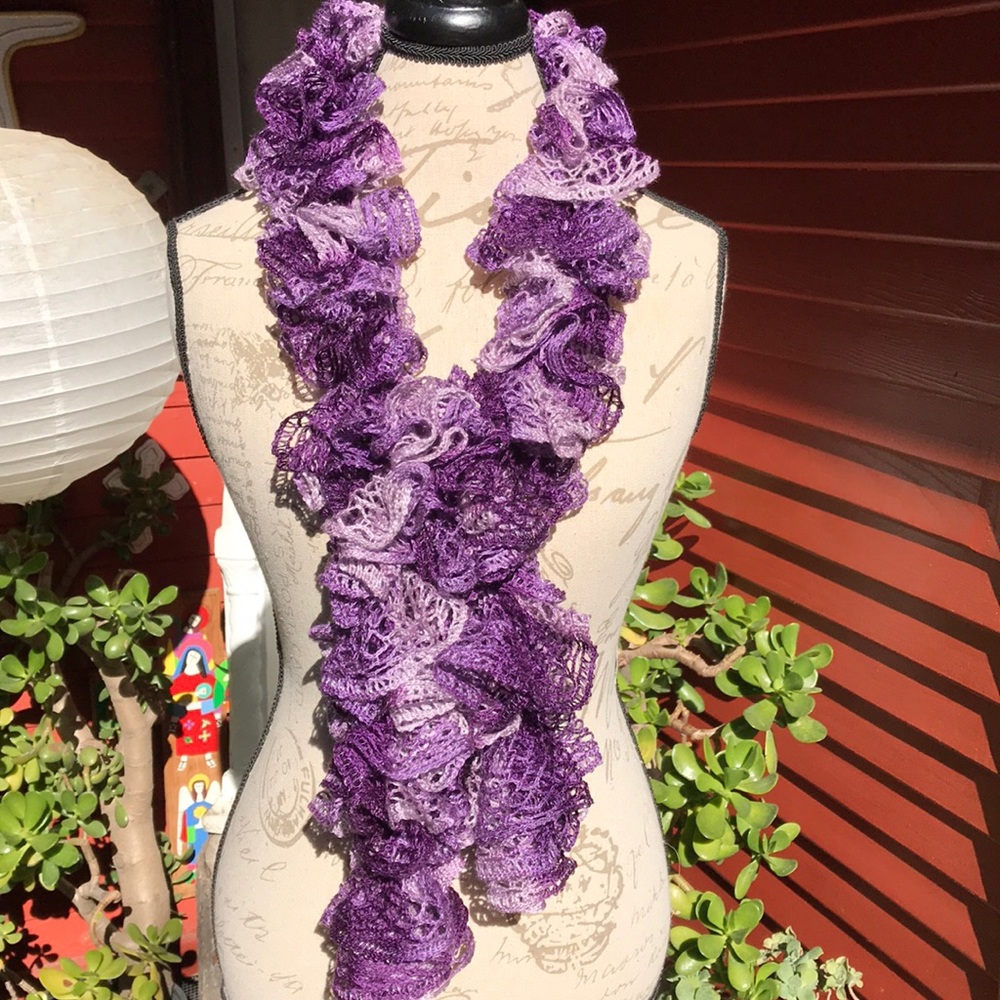 Hand crocheted purple scarf