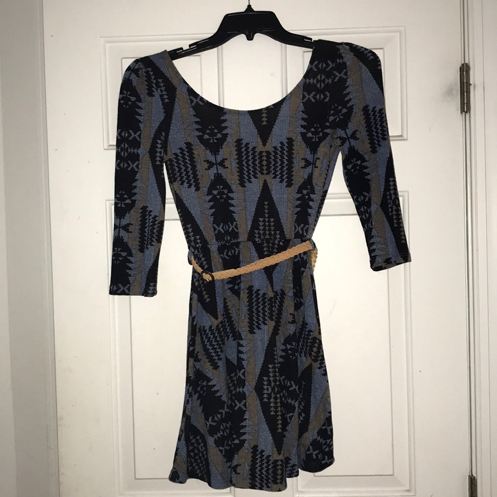 Impeccable Pig Tribal Print Skater Dress with Belt