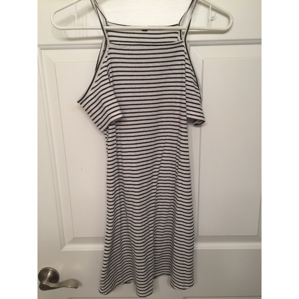 black and white striped mini dress