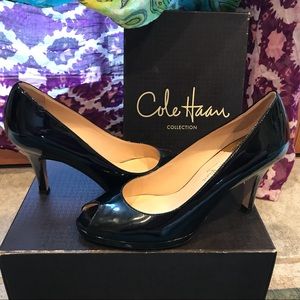 Cole Haan Carmaker OT Air Pump Blk Patent 8.5 B