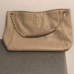 Tory Burch shoulder bag—gold chain hardware.