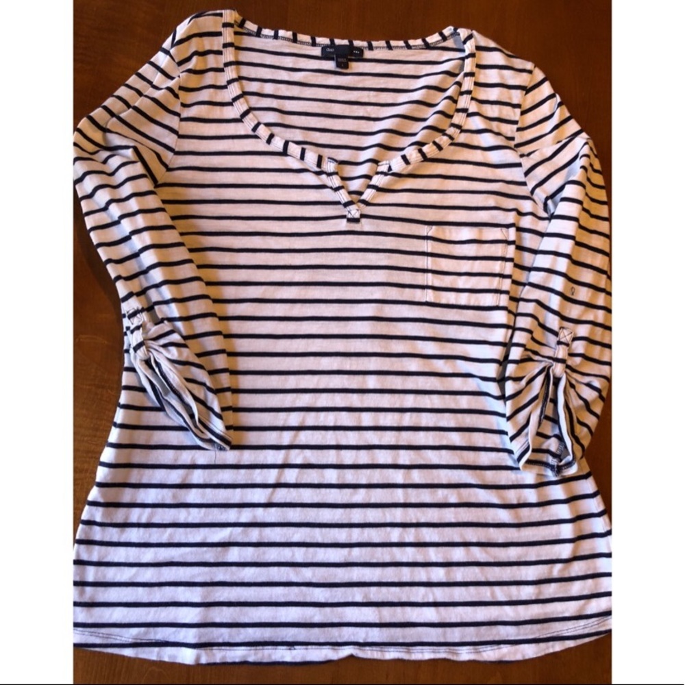 Navy and white striped top
