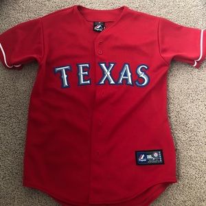 texas rangers button down jersey