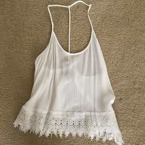 Tan top with cute design and and Foley
