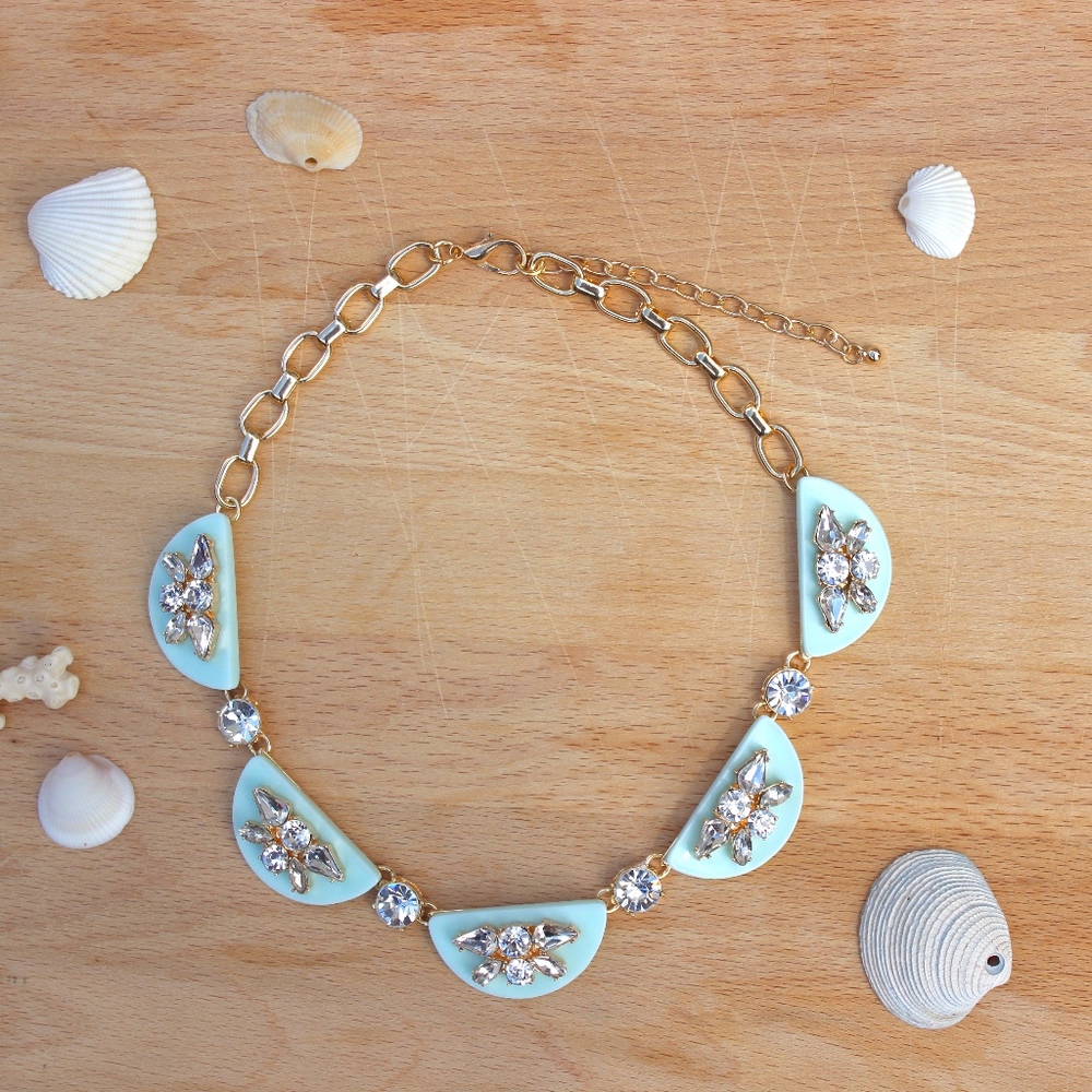 Mint To Be Rhinestone Statement Necklace