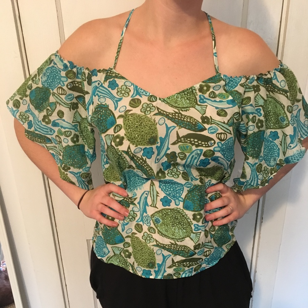 Anthropologie Puget Sound Top with cold shoulder