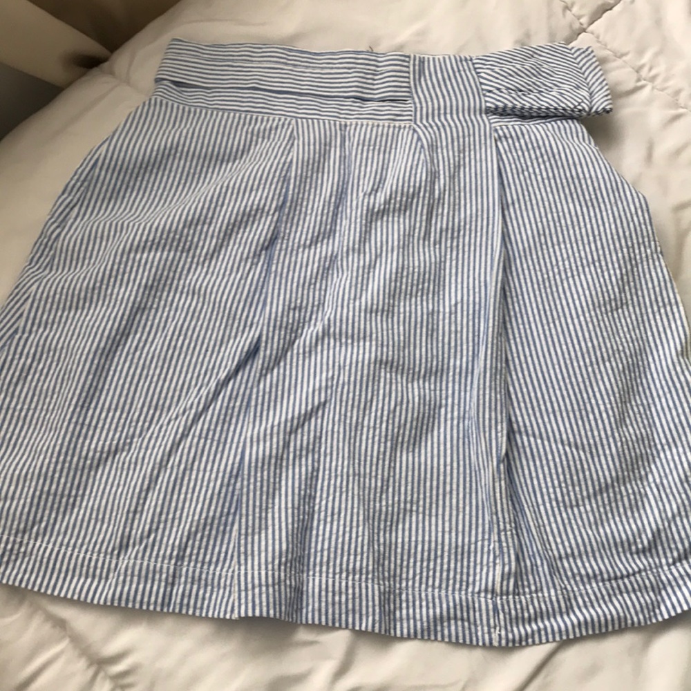 Seersucker Skirt with Bow Waistband