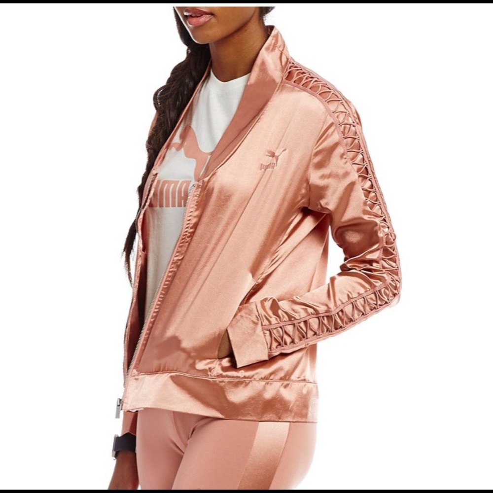 Puma Satin Lux T7 Jacket in Cameo Brown