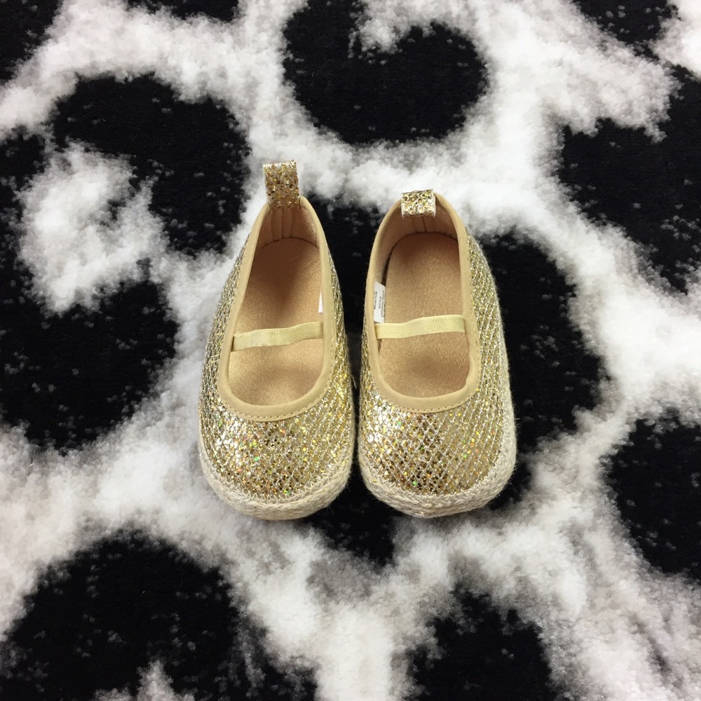 Rising Star 9-12 Months Gold Sparkle Crib Shoes