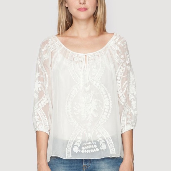 Johnny Was Tops - 4 Love and Liberty silk embroidered top