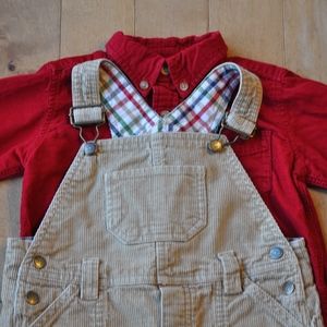 Corduroy Overalls and Shirt as Set