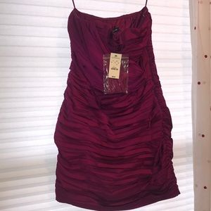 Express Magenta Strapless Dress