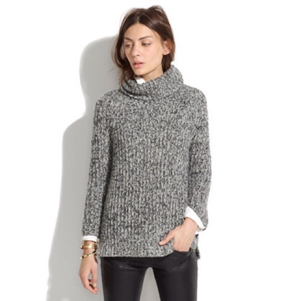 Madewell Marled Gray funnel neck Sweater