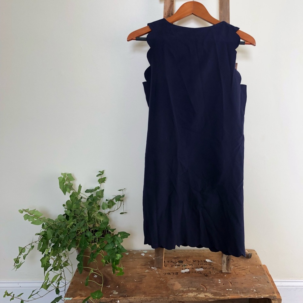 Scallop Edge Navy Blue Dress