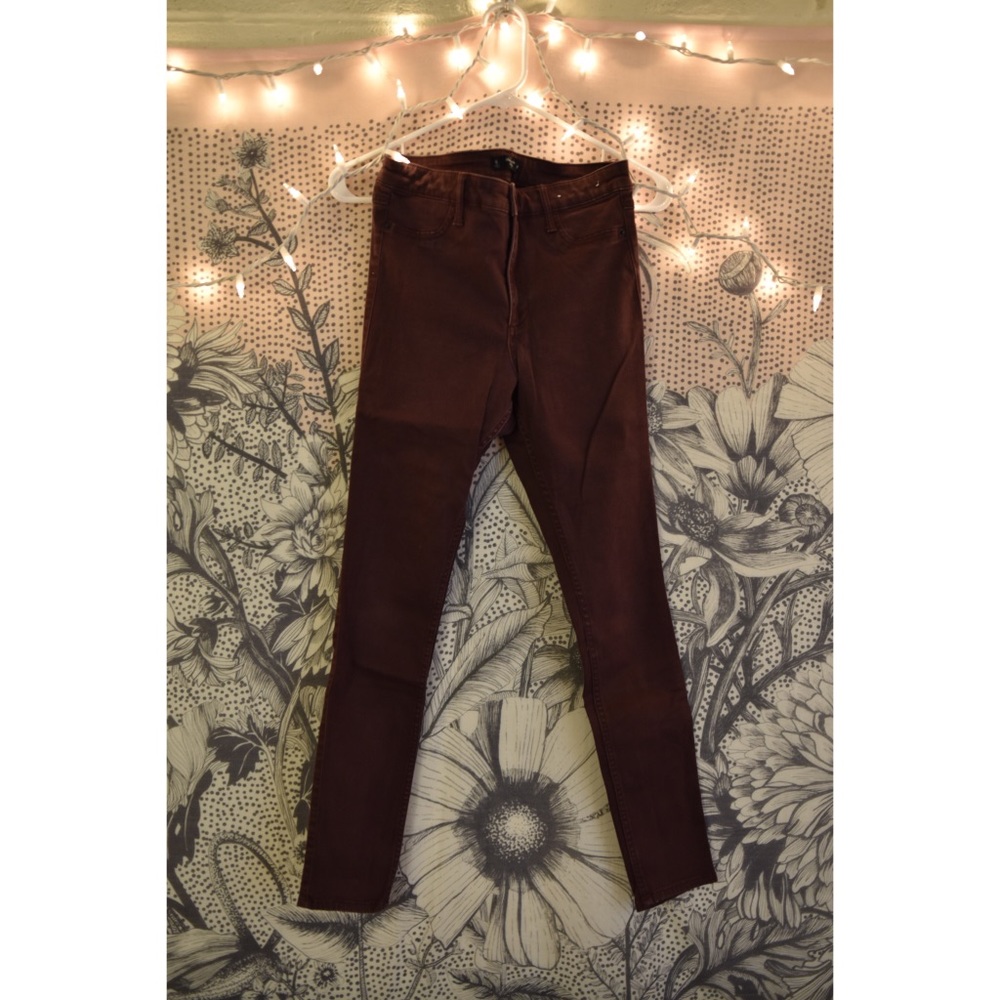 High rise burgundy tight jean