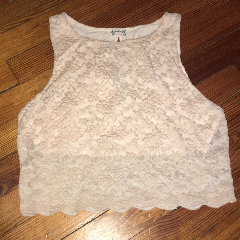 Free People Light Pink Cropped Tank Top