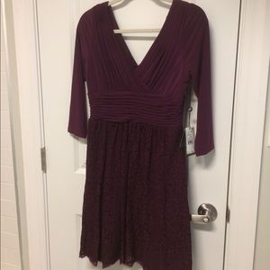 Adrianna Papell 3/4 sleeve purple dress