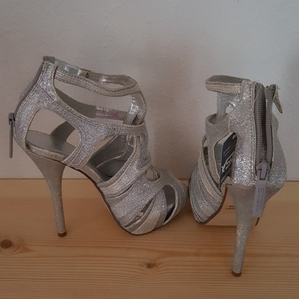 Silver shimmer heels