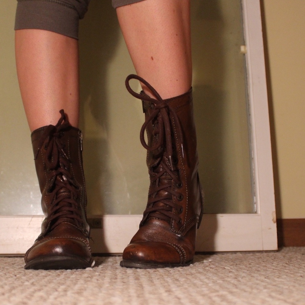 steve madden brown combat boots