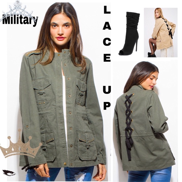 ⬇️Price Drop Studded Anorak Lace up Cargo Military - Picture 4 of 4