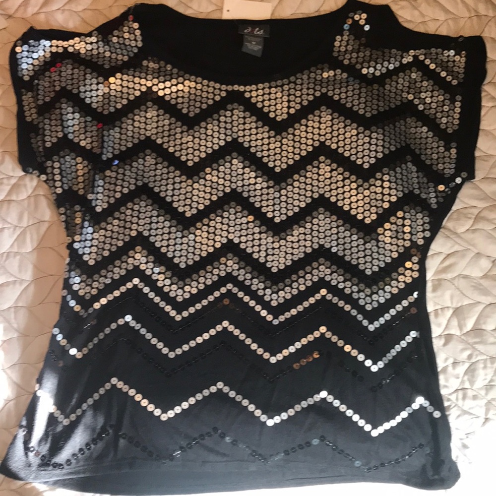 Sequenced Black Blouse with Shoulder Peep Holes