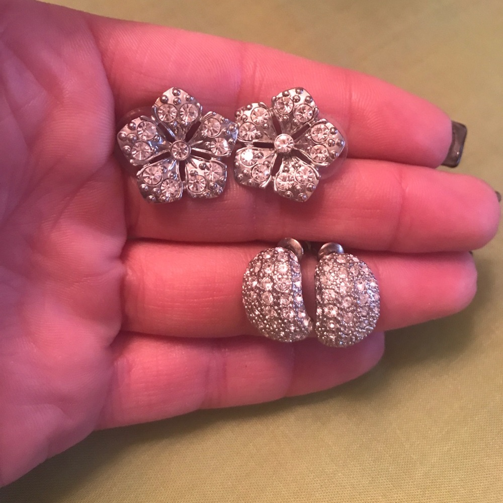 Costume diamond accent oversized stud earrings.