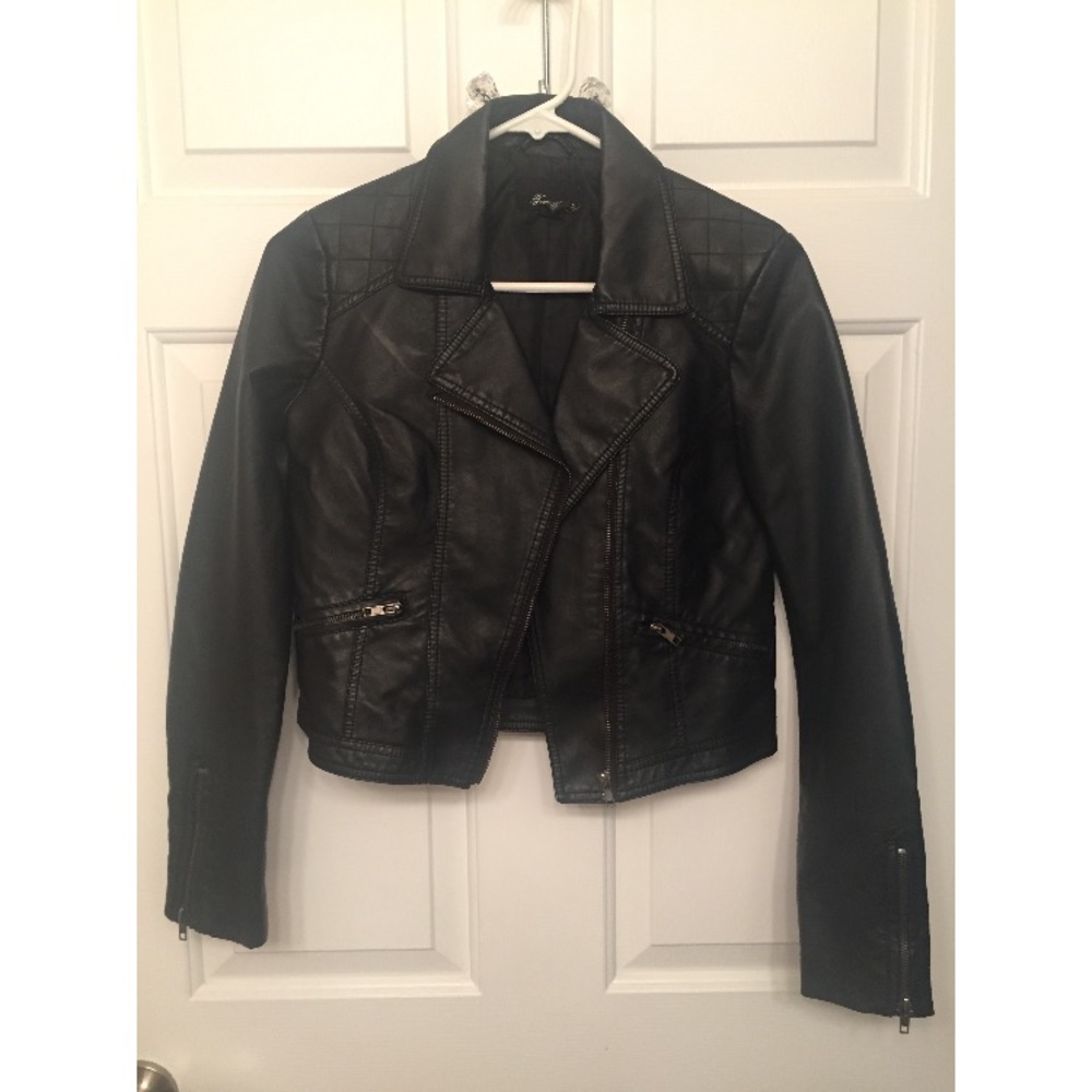 black leather jacket